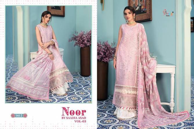 Shree Noor Sadia Asad 3 Latest Fancy Designer Pure Cotton Heavy  Embrodery Pakistani Salwar Suits Collection